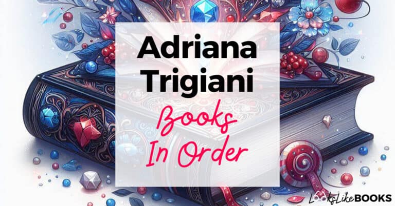 multicolor antique book with adriana trigiani books in order on top
