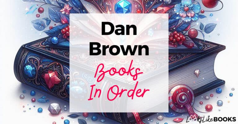 multicolor antique book with dan brown books in order on top