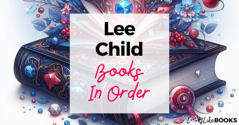 multicolor antique book with lee child books in order on top