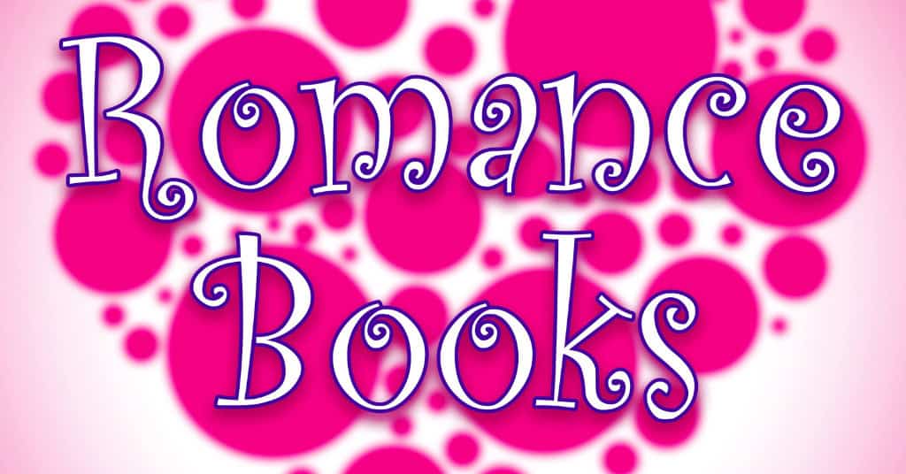 the words romance novels on a pink polka dot background